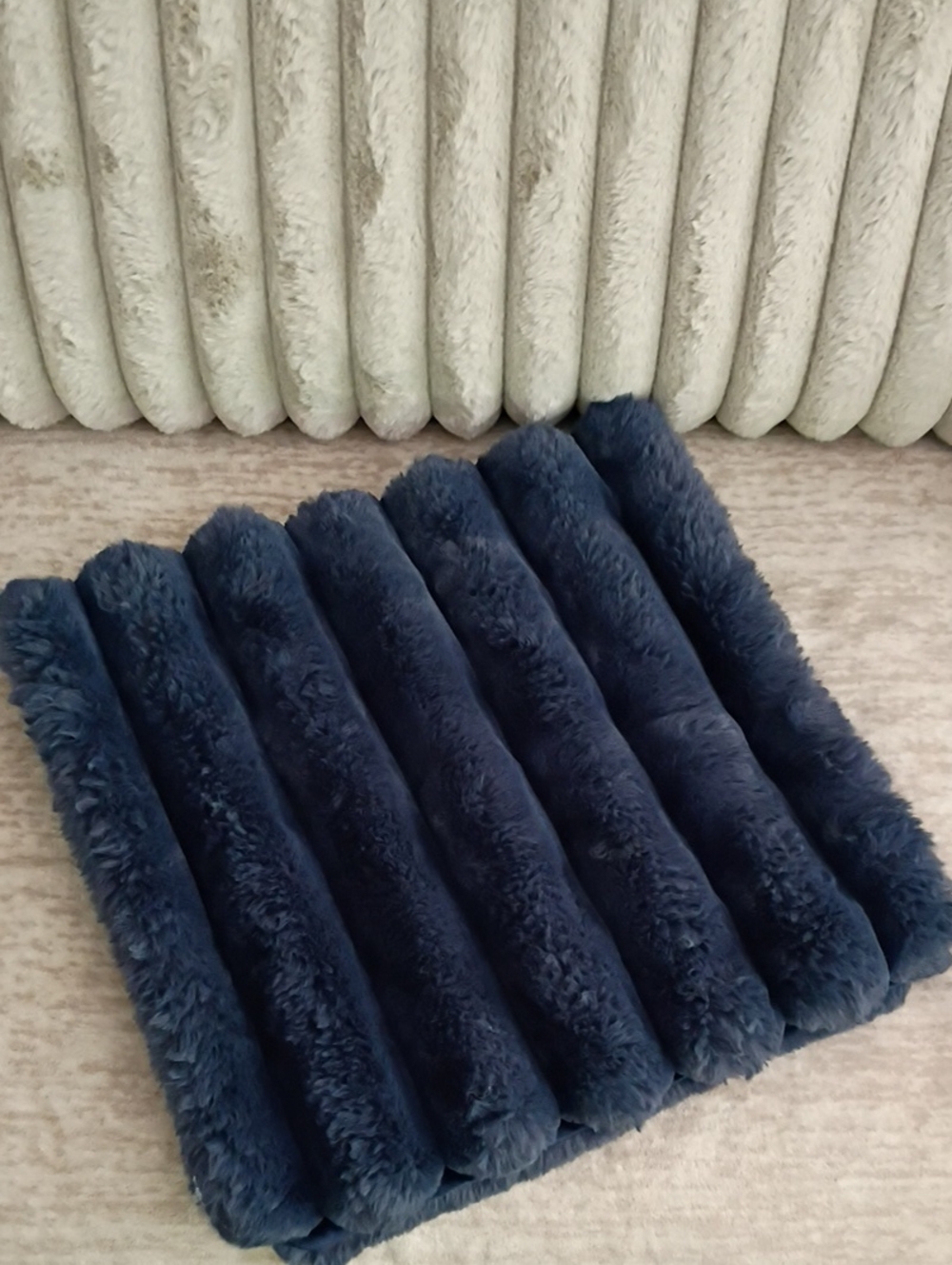 Plush Navy Furry Pillow Cover Set Of 2